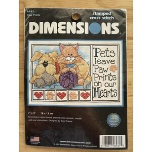 Dimensions Stamped Cross Stitch Kit Paw Prints #6931 NIP